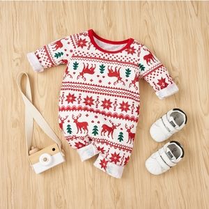 NWT Baby Christmas Elk Print Jumpsuits